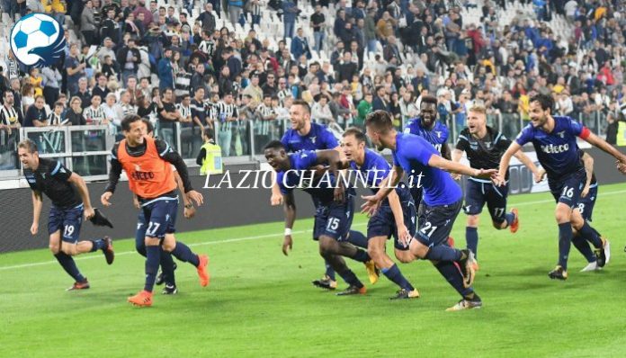 L'esultanza della Lazio all'Allianz Stadium